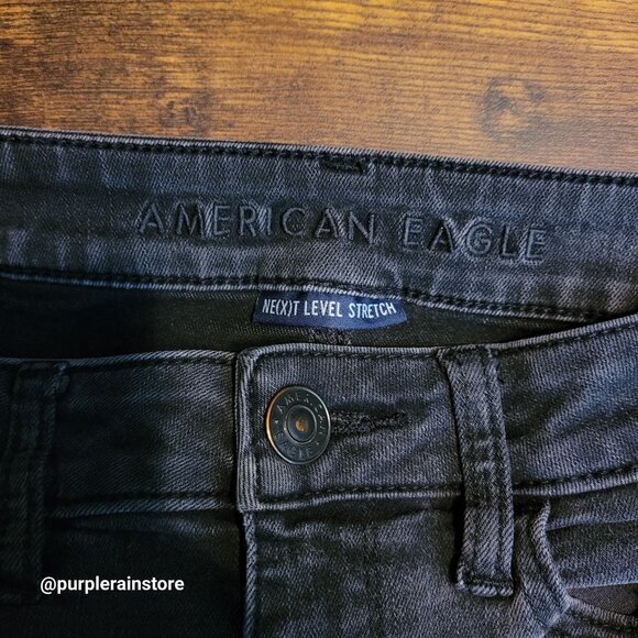American Eagle Jeans 2 L Jegging Next Level Stretch Hi Rise Black Wash Denim - Picture 4 of 13